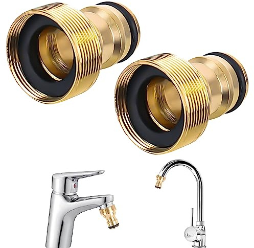 Jnomove 2 stycken universell krananslutning för blandare mässing krananslutning slangadapter vattenkran adapter slangkoppling snabbkoppling trädgårdsslang anslutning för hem gård