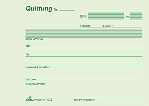 RNKVERLAG 3032 - Quittung, Block mit 2 x 40 Blatt, selbstdurchschreibend, DIN A6 quer
