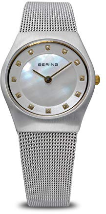BERING Damen Quarz Uhr | Armbanduhr 27 mm Edelstahlgehäuse und Zifferblatt | Milanaisearmband | Saphierglas | 5 ATM | 11927