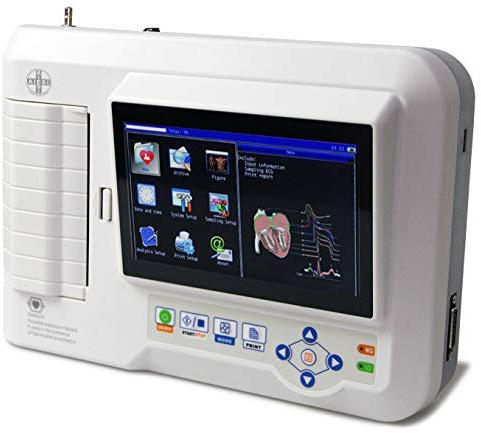 CONTEC Elettrocardiografo a 6 canali ECG600G con software per collegamento a PC interpretativo con stampante termica ad alta risoluzione integrata