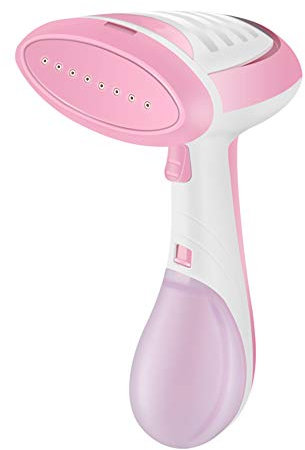 Maquina de Planchar portatil plancha de viaje Vertical Vaporizador Plancha de Ropa Vapor Portátil con Vertical y Horizontal calentamiento Eliminar las Arrugas Anti-Drip para Hogar y Viaje 1400W,Rosado