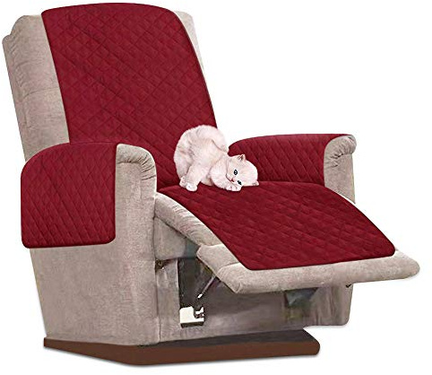 Ghopy Funda de Sillón Relax Reclinable Impermeable Funda Cubre Sofá Universal Funda para Sillón de 1 Plaza Antimanchas y Antiarañazos (Vino Rojo)