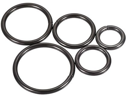 sourcing map 50Stk. O Ring 16mm/20mm/25mm/32mm/38mm ID Eisenringe Schwarz | Metall, 3.8mm Dicke, Für Hardware DIY Zubehör