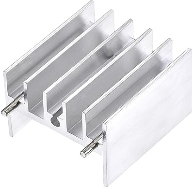 sourcing map 20 Stück 25mm x 23mm x 16mm TO-220 Aluminium Kühlkörper Silber | Zum Kühlen von MOSFET-Transistordioden, Mit 2 Stützstiften, Aluminium