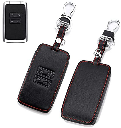 HIBEYO Smart Autoschlüssel Kunstleder Hülle passt für Renault 4 Tasten Schutzhülle für Renault Megane Scenic Laguna Captur koleos Clio Schutz Etui Schlüsselhülle Schlüsselbox Schlüsselanhänger-Rot