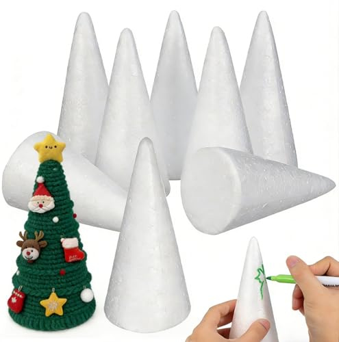 Generic 6 Stück 24 cm -Kegelformen, weiß, zum Selbermachen, für Modellieren, Handwerk, Weihnachten, Heimdekoration