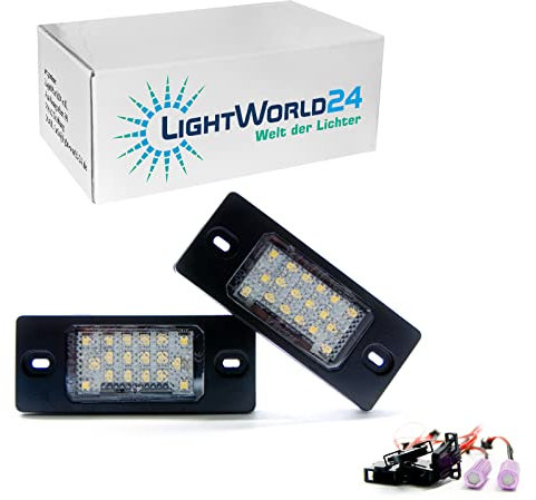 LIGHTWORLD24 LED Kennzeichenbeleuchtung Ersatz für Golf 5 Pa-ssat 3BG/B5 Touareg Tiguan Bo-ra Cayenne Fabia Nummernschildbeleuchtung 18 SMD 2 Stück
