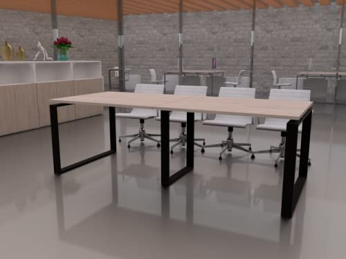 Mesa de 240x100 con Estructura metálica Marco Cerrado Negro y Tablero melaminado Ideal para Sala de Juntas, reuniones, conferencias (Roble)