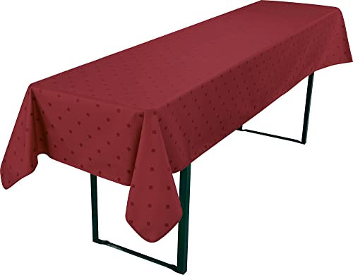 Erwin Müller abwaschbares Biertisch-Tischdecke Neuss im Rautendesign Burgund Größe 110x260 cm - wasserundurchlässig, acrylversiegeltes Gewebe für leichtes Wischen