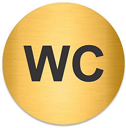 Blacked LaserTEC Leitsysteme - Acryl Schild - Rund 10 cm Durchmesser - Selbstklebend - Gold gebürstet - Metall-Optik - UV beständig - Für Innen und Außen (WC)