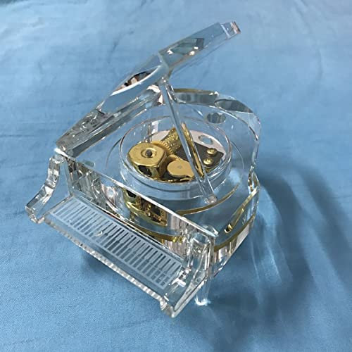 BinkeGG Transparente Spieldose K9 Kristall groß Klavier Uhrwerk Spieluhr mit Sankyo Musik Mechanismus (Option 60 Melodien) (Silent Night (Stille Nacht))