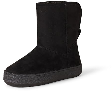 Amazon Essentials Women's Shearling Boot, Black Microsuede, 7