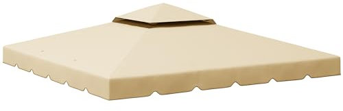 Outsunny Techo de Repuesto para Cenador 3x3 m Cubierta de Repuesto con Techo Doble con 8 Orificios de Drenaje Toldo de Recambio para Pabellón Gazebo Beige