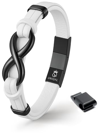 UNIQAL | Unendlichkeit Leder Armband INFINITY Herren | Edelstahl/Echtleder Schwarz und Braun + Geschenk Etui box