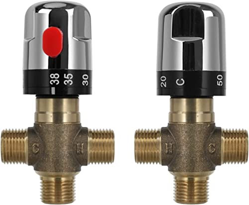 T Hermostatic Mixing Valve 1PC Brass Pipe Bathroom Water T Emperature Control Faucet Thermostat Faucet Home Improvement (Color : Silver, Size : One Size)