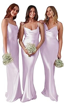 Vestidos de dama de honor para mujer, para boda, tirantes delgados, vestido formal, vestido halter para invitados de boda, vestidos de noche, Lila, 36