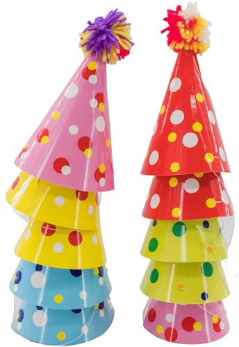 Deiters Partyhütchen mit Pompoms bunt