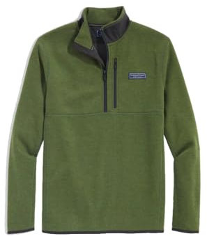 vineyard vines Men's Mountain Sweater Fleece Quarter-Zip Sweater, Cypress, Large