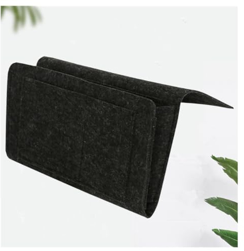 Bettaufbewahrungstasche, Wanfoou Bettaufbewahrungstasche zum Aufhängen, Filz Nachttisch Organizer Tasche, für Bücher, Brillen, Handys, Fernbedienungen (schwarz)