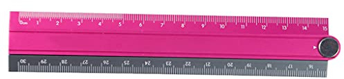 Maxtonser Regla plegable de aleación de aluminio, regla de papelería, herramienta de medición, 30 cm, azul y negro y negro, regla plegable para la escuela