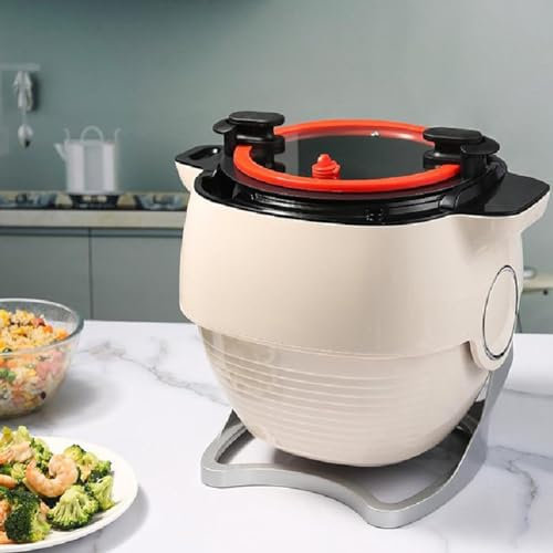 TAHALI Machine de Cuisson Automatique Intelligente de 6 L, Robot culinaire Commercial avec écran Tactile Intelligent, réglage du feu à 3 Vitesses/Rotation à 360°
