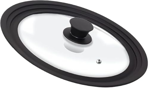 SDMAX Silicone Universal Lid for Pots, Pans, and Skillets, Universal Glass Lid with Heat Resistant Silicone Rim and tempered Glass, Replacement Frying Pan Cover (28-32CM)