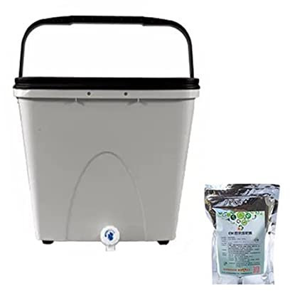 Gartenkomposter 28 l/7,5 Gallonen Komposter-Mülleimer for die Küche, Kompostbehälter mit Wasserhahn und Deckel for die Arbeitsplatte, mit 500 g/1,1 lbs Kompostkleie, Verdichter-Mülleimer, Kompost-Gäru
