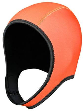 3 mm Neopren-Kapuze, Surfkappe, dehnbare Tauchkappe mit Kinnriemen, Thermo-Neoprenanzug-Kapuze, Surf-Kapuze, Neoprenanzug-Kapuze für Wassersport, Schwimmen, Kajakfahren, Schnorcheln (Orange)