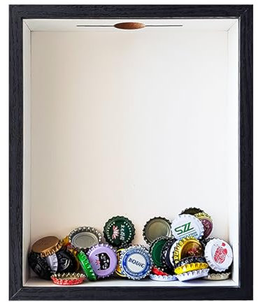 Marco de caja de sombra, caja de sombra de viaje, marco de caja de exhibición de carga superior, ranura para boletos en la parte superior, con puerta de ventana de cristal real, boleto de concierto de