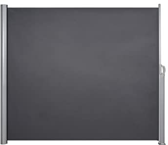 Home Trends® Tenda da sole laterale in alluminio, 280 g/㎡, in poliestere, estensibile, protezione dal vento e protezione solare per balcone, giardino, terrazza (antracite, 200 x 400 cm, alluminio)