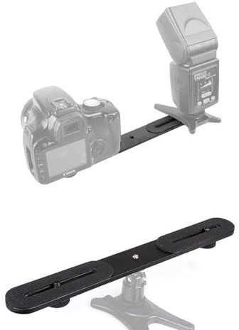 AORHOFJ 1 pièce Support de flash pour appareil photo double, support de lumière de piste de flash, support de sabot pour vis de 1/4 de pouce pour appareil photo DSLR Flash Microphone