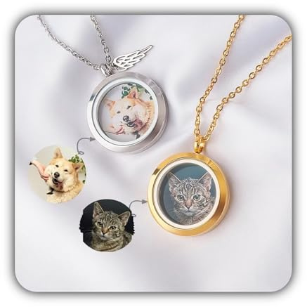 Geschenke für Oma - Haustiere Medaillon Halskette - Medaillon Halskette mit Foto - Medaillon Halskette personalisiert - Hund Memorial Geschenk