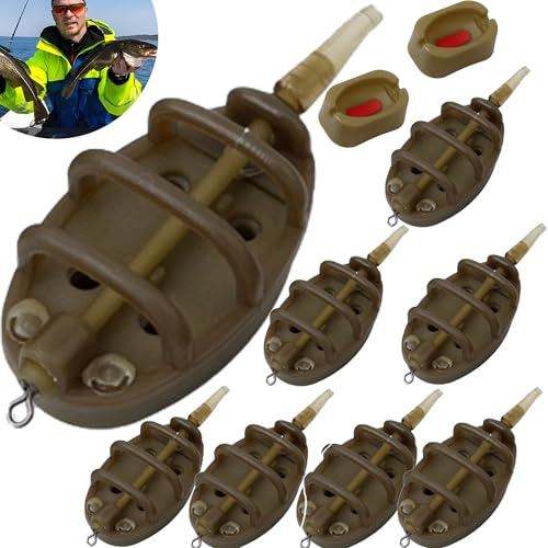 QSLKI 10 Pièces Pêche Méthode Feeder en Ligne pour Pêcher la Carpe, Method Feeder Kit, Inline Méthode De Pêche Mangeoires Moule Plastique Outils à Appâts Accessoires 15/20/25/30/35/40/50/60g