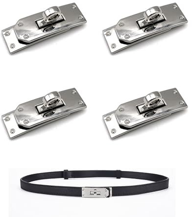 YJFY 4 Stück Gürtelschließe Damen Gürtelschnalle Damen Wechselschließe Gürtelschnalle Gürtelschließe für Damen Skinny Ledergürtel Gürtelschließe für Skinny Beidseitig Ledergürtel Damen (4, Silber)