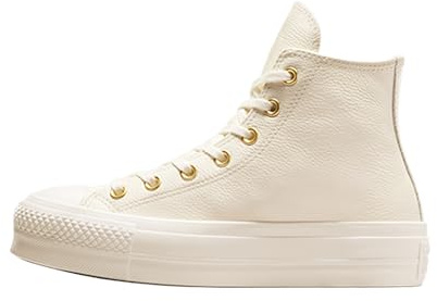 Converse kvinnors Chuck Taylor All Star hög-topp plattform läder sneaker, Egret/stort/guld, 37 EU