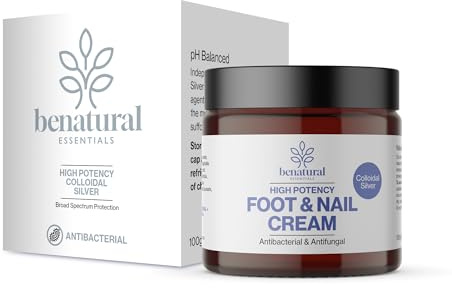 Benatural Essentials Colloidal Silver Foot & Nail Cream 100g | Hydrating & Conditioning Balm for Rough Skin & Nails | With Coconut Oil & Shea Butter | UK Made