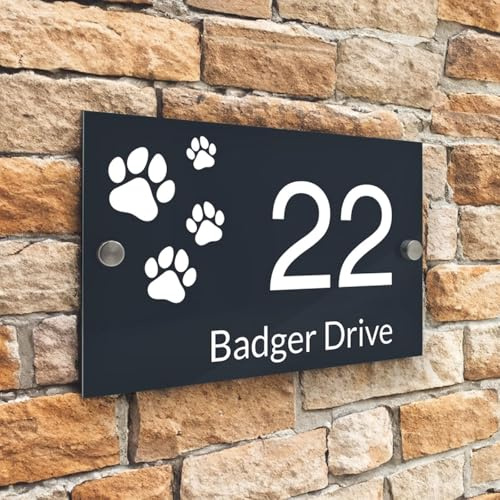 Targa con numero civico in acrilico personalizzato, per esterni moderna, cartello per la casa del cane, targa con nome stradale, decorazione artistica da parete, regalo di inaugurazione della casa