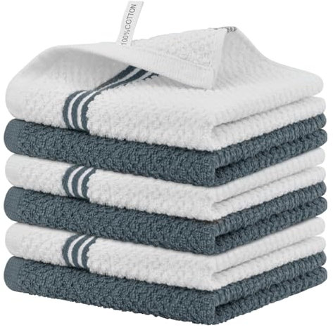 Nialnant 100% Cotton Kitchen Dish Cloths, Absorbent Quick Drying Dish Rags for Drying Dishes, Reusable Cleaning Cloths, Dish Towels - 12 x 12 Inch