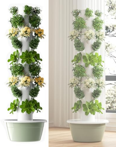Hydroponic Growing System Pod Indoor Vertical Herb Garden Kit with Light, Timer, Pump - Aeroponic Tower Garden for Home, Kitchen, Vegetables