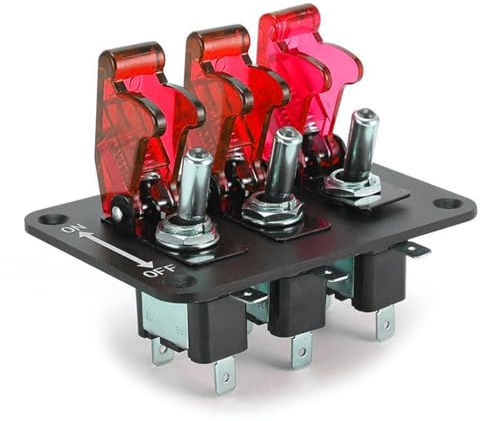 Interruptor de palanca de 3 paneles, 1 pieza, Interruptor Conmutador de Palanca, Para luces de tablero de automóvil, para paneles combinados, adecuado para barcos, buques, rojo