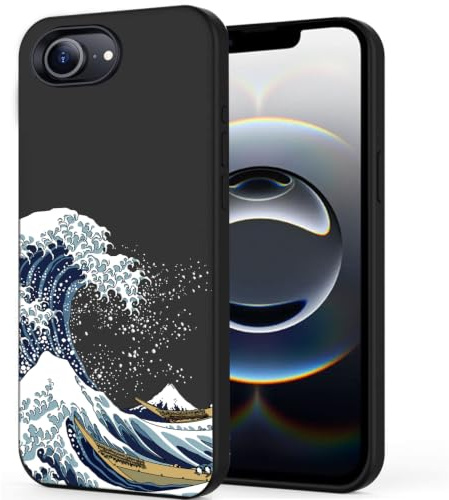 Unov Case Compatible with iPhone 16e / iPhone 17e 5G Case with Art Great Wave Style Cute Design Soft TPU Shock Absorption Slim Embossed Pattern Protective Back Cover