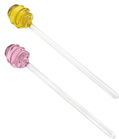 BESTOYARD 2piezas Varillas De Vidrio para Miel Cucharas Reutilizables De Cristal para Mermelada Agitadores para Jarros De Miel Utensilios De Cocina Creativos