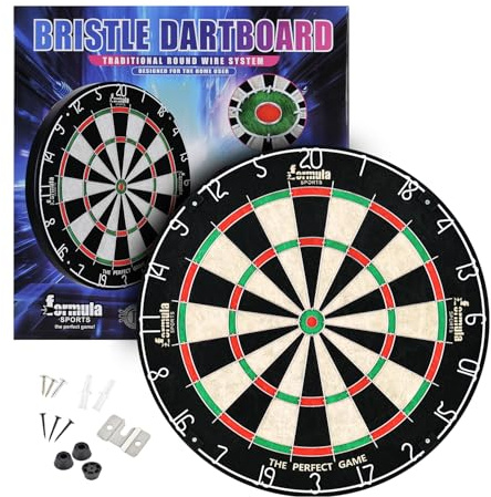 Dartboard Professional Bristle with 12 Steel Tip Darts (Darts Not Included, Standard)