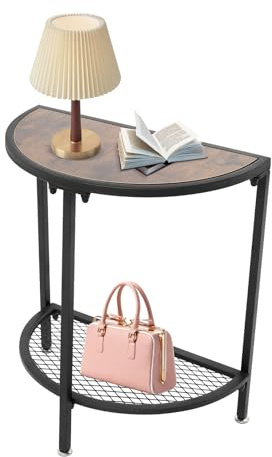 NoneDanGee Halbmond-Konsolentisch, 2 Ebenen Halbrund Beistelltisch mit Stauraum, Einfache Halbrund Sofatisch, Moderne Tische für Wohnzimmer, Eingangsbereich, Flur, Büro