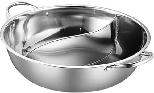 Pentola in Acciaio Inox con divisore, pentola Doppia per Cottura a Doppio Sapore, pentola a Doppia Divisione, pentola per zuppa a Due sapori per Piano Cottura a induzione (Senza Copertura,28cm)