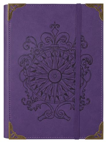 TIEFOSSI A5-Ringbuch mit 6 Ringen Tagebuch für Frauen und Männer, Hardcover Notizbuch aus PU-Leder, Kompass Vintage Notizbücher, College Lineatur für Schule, Arbeit, Reise & Organisation