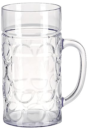 Taza de cerveza de plástico irrompible con asa, irrompible