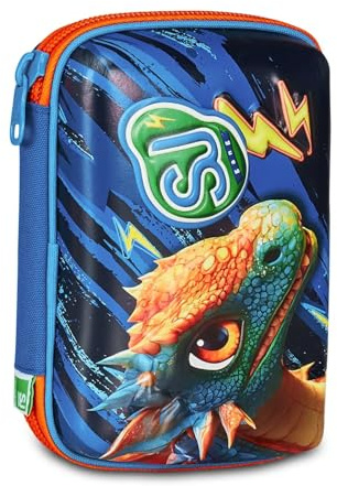 Schüleretui SJ Boy, Speed Pad 3D Seven – Dragon Glide Drache – Hartschalenetui mit Schreibwaren für Kinder + Schlüsselanhänger Pfeife und Kugelschreiber, mehrfarbig