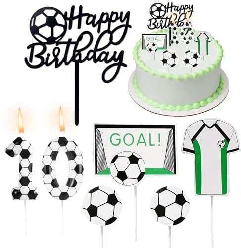 Geburtstagskerzen Zahlen,Kerzen Geburtstag 10 | Fussball DekoGeburtstag Kinder,Fussball Torten Dekor,10 geburtstag Junge KuchendekoFussball GeburtstagDeko,Tortendeko