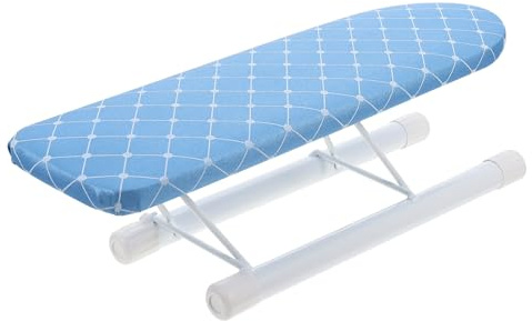 ULTECHNOVO Mini Table à Repasser Pliable pour Vêtements Petit Format, Support en Métal Robuste Bleu à Carreaux, Accessoire Domestique Portable pour Repassage Précis, Usage Maison et Voyage